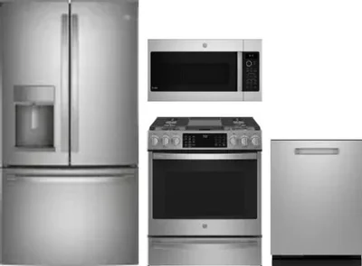 4 Piece Package Includes Refrigerator, Range, Microwave And Dishwasher